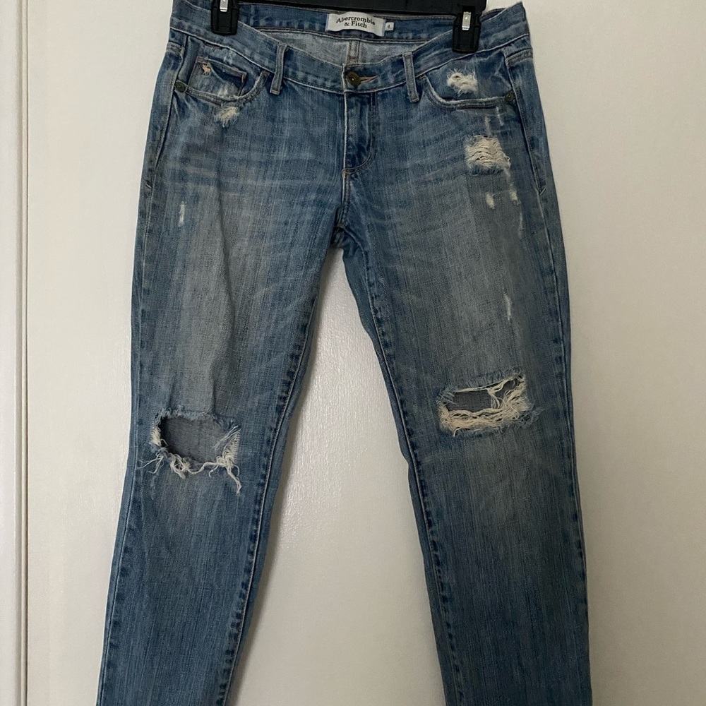 Abercrombie cropped ripped jeans